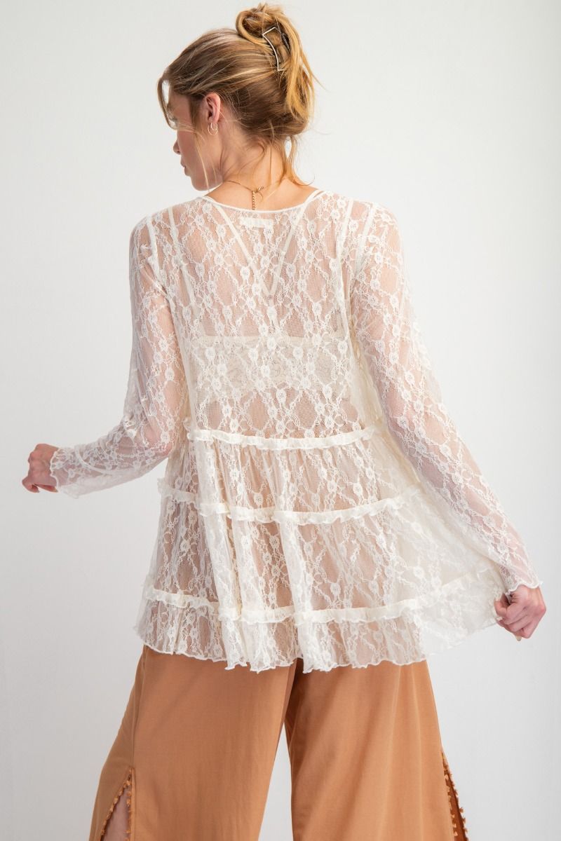 Easel All Over Lace Ruffle Tunic