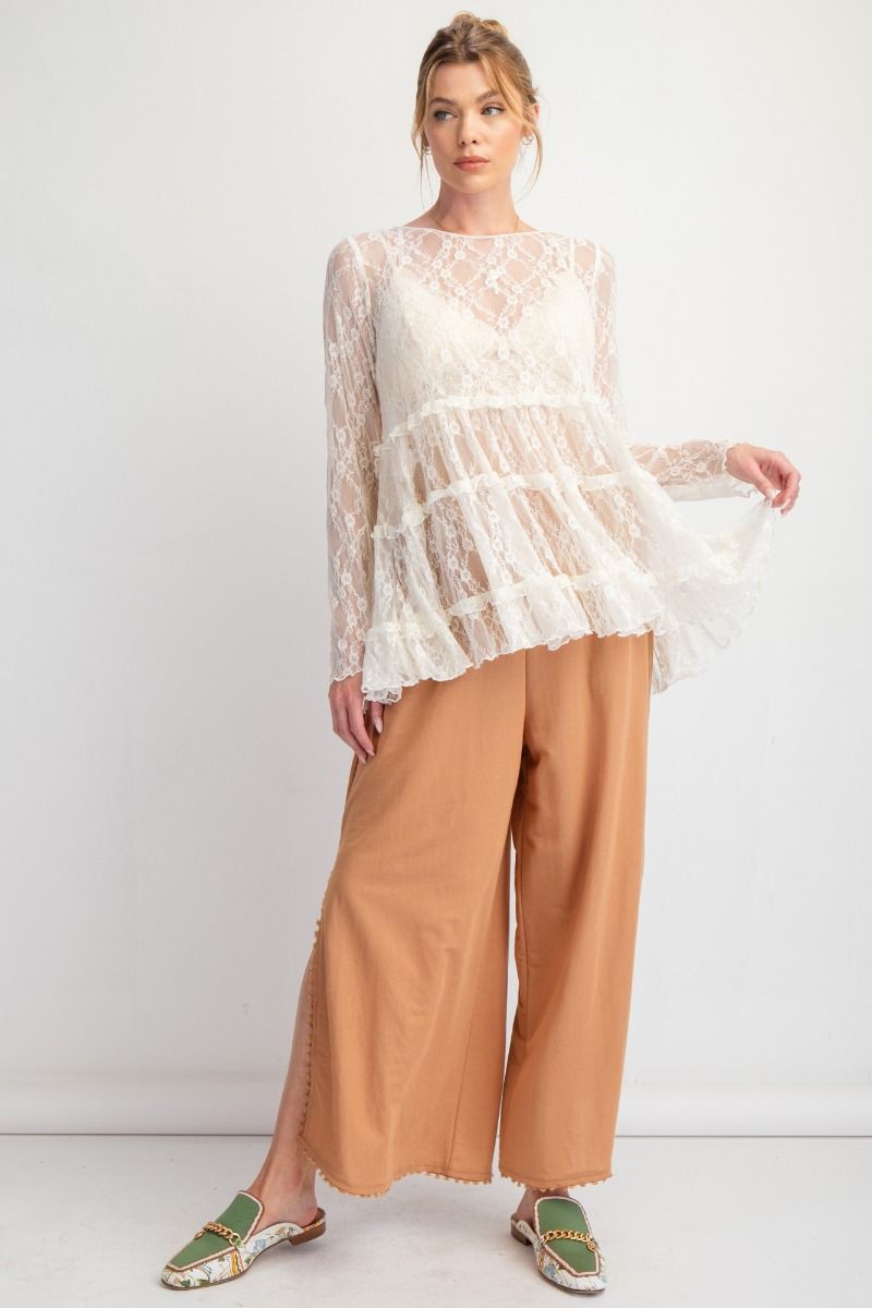 Easel All Over Lace Ruffle Tunic