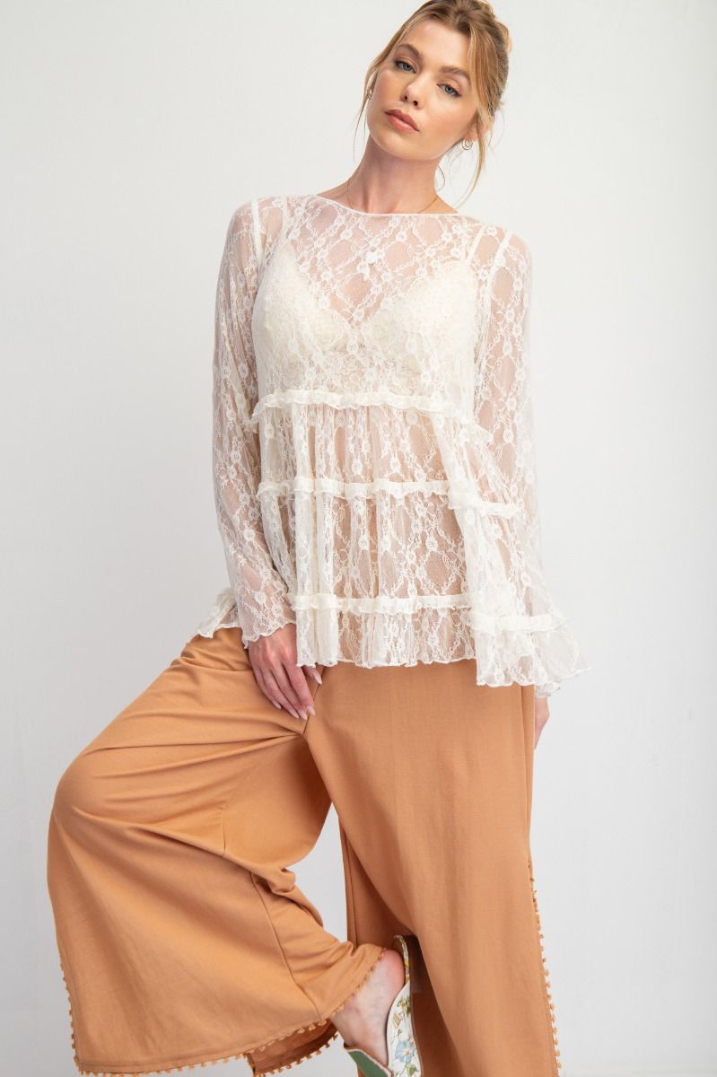 Easel All Over Lace Ruffle Tunic