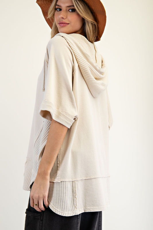 Easel Thermal Mix Terry Knit Hoodie Pullover