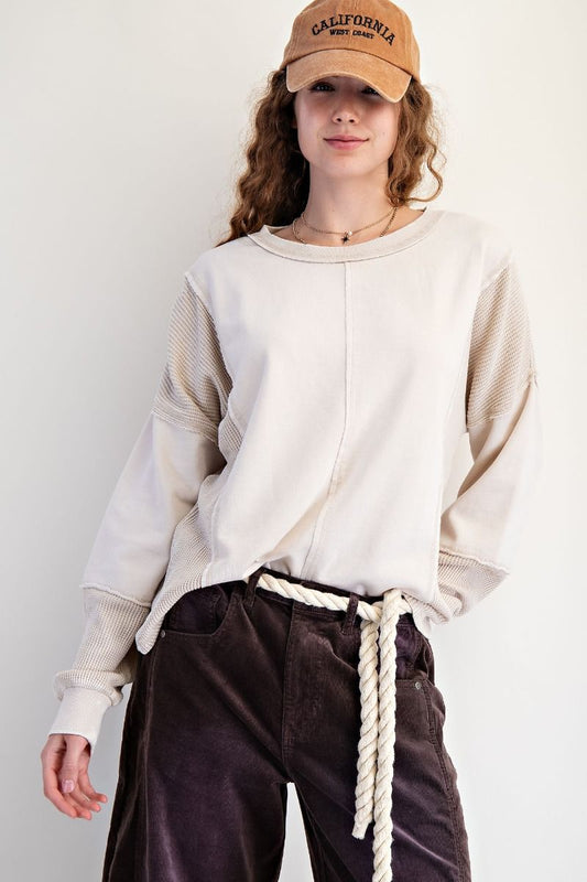 Easel Thermal Mix Mineral Washed Terry Pullover