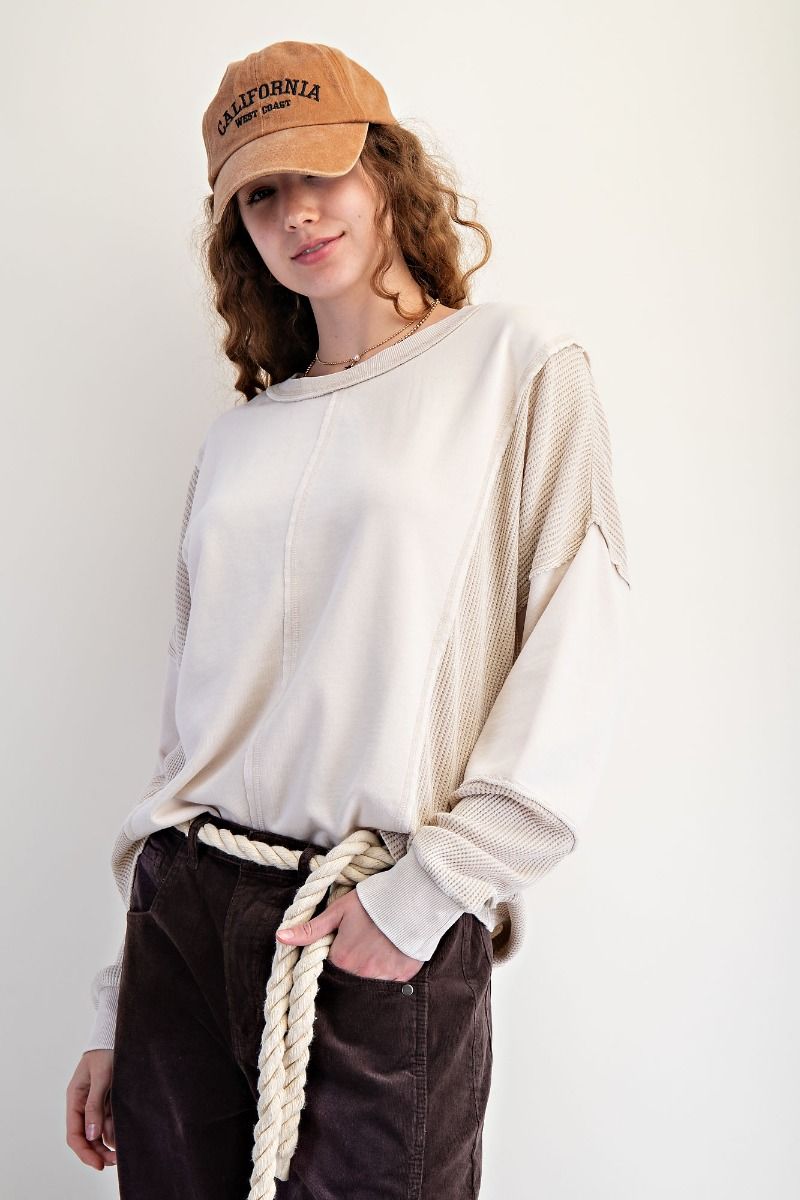 Easel Thermal Mix Mineral Washed Terry Pullover