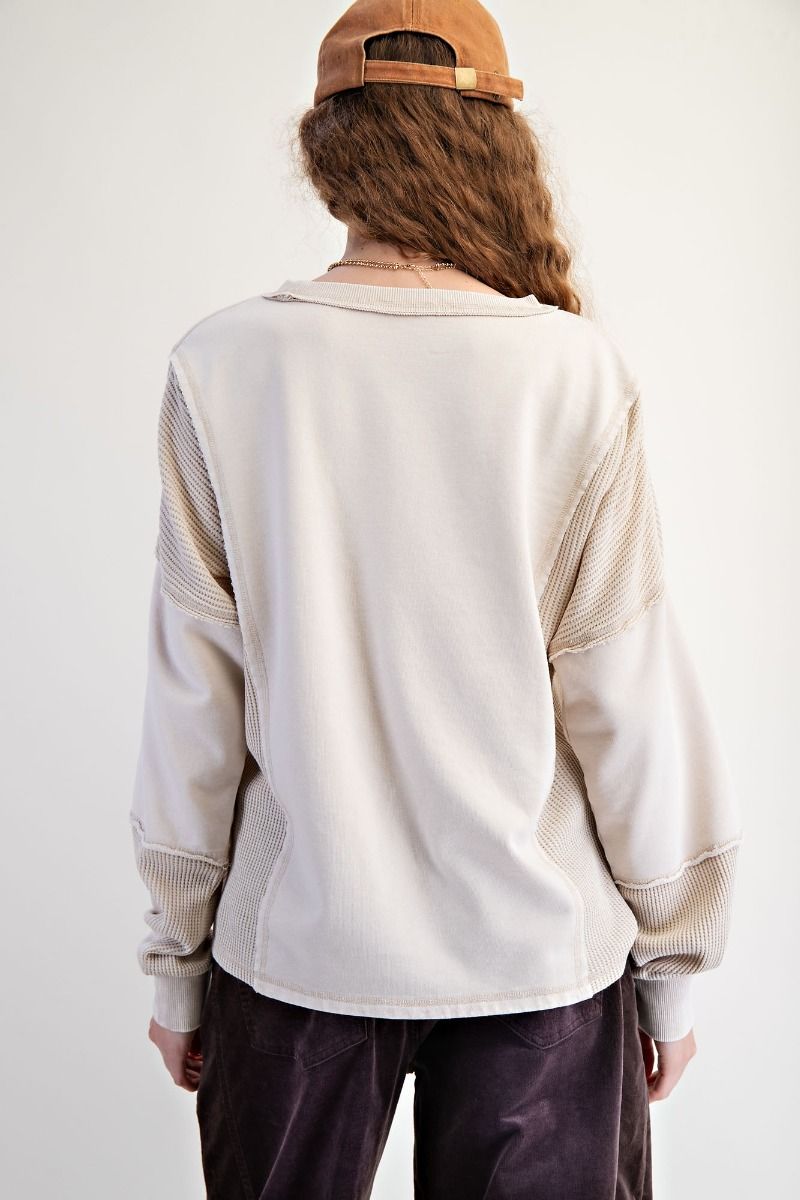 Easel Thermal Mix Mineral Washed Terry Pullover