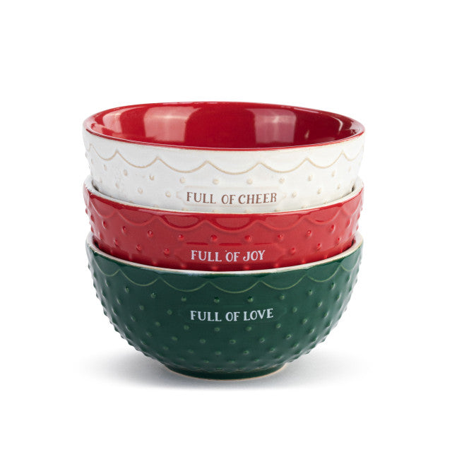 Ceramic Christmas Baking Bowls - Set Of Three