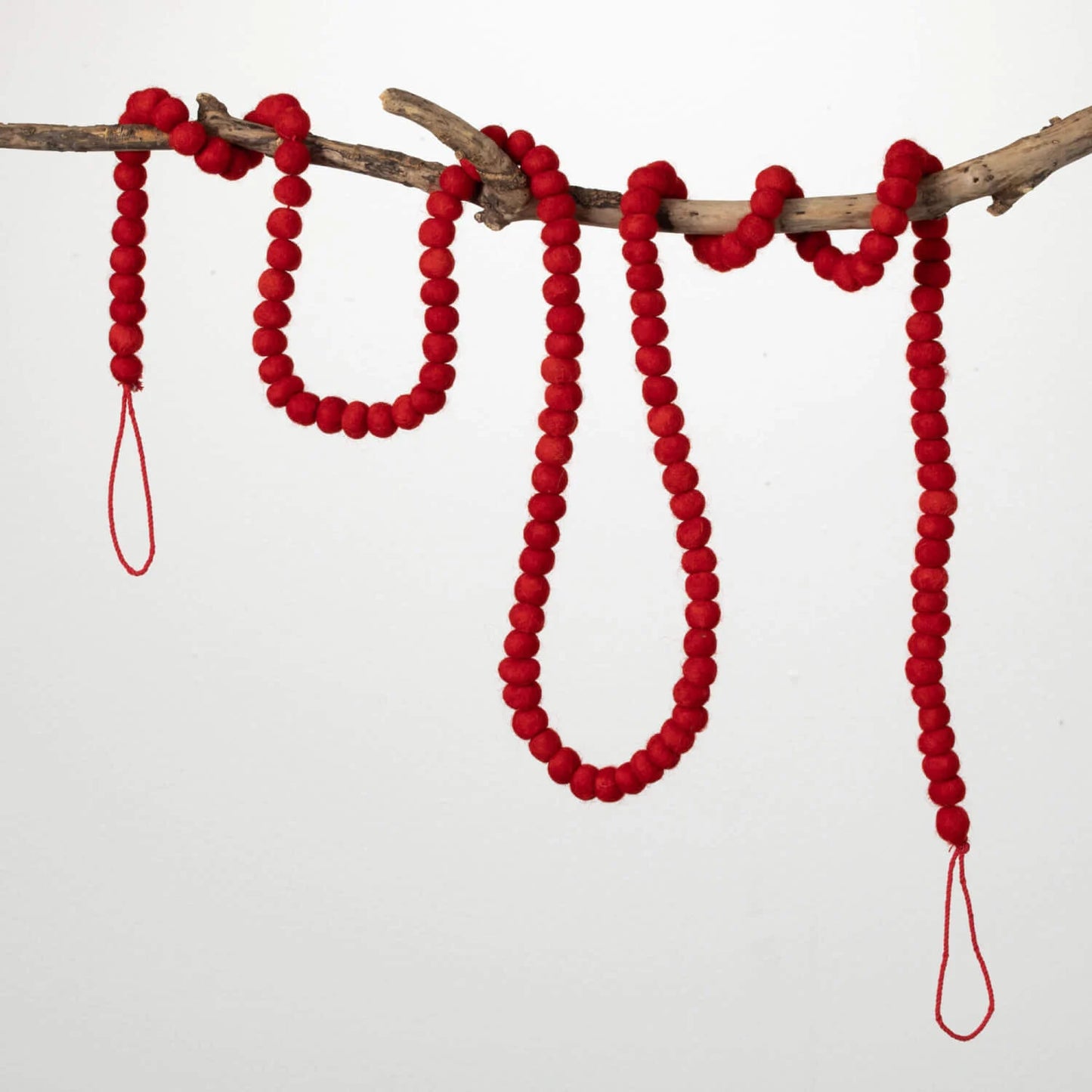 Ruby Red Wool Ball Garland