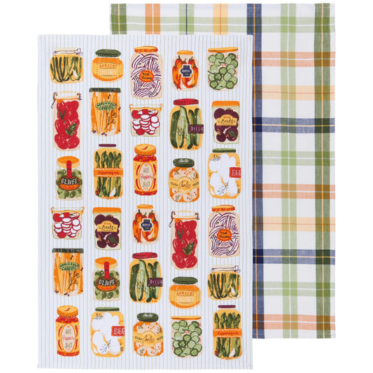 Pickling Printed Cotton Dishtowels Set of 2