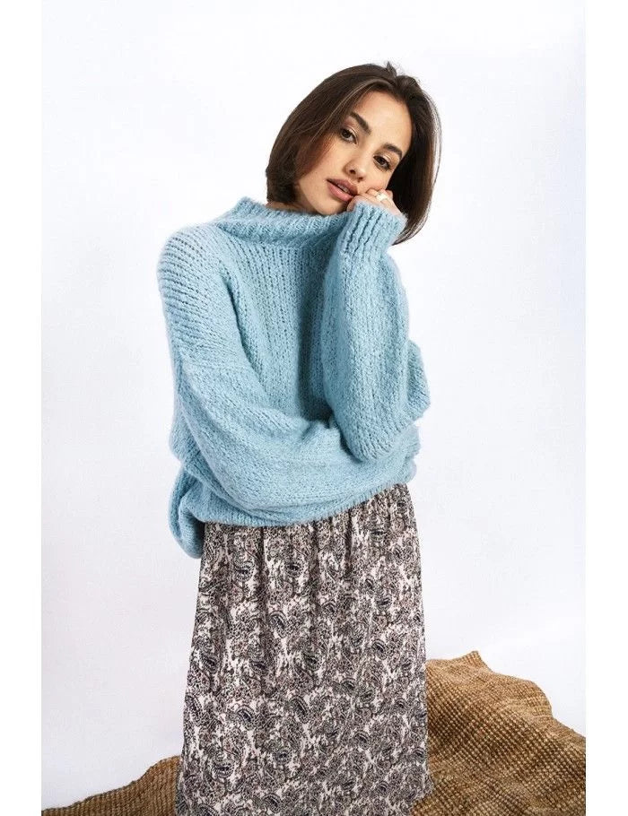 Molly Bracken High Collar Sweater In Soft Knit