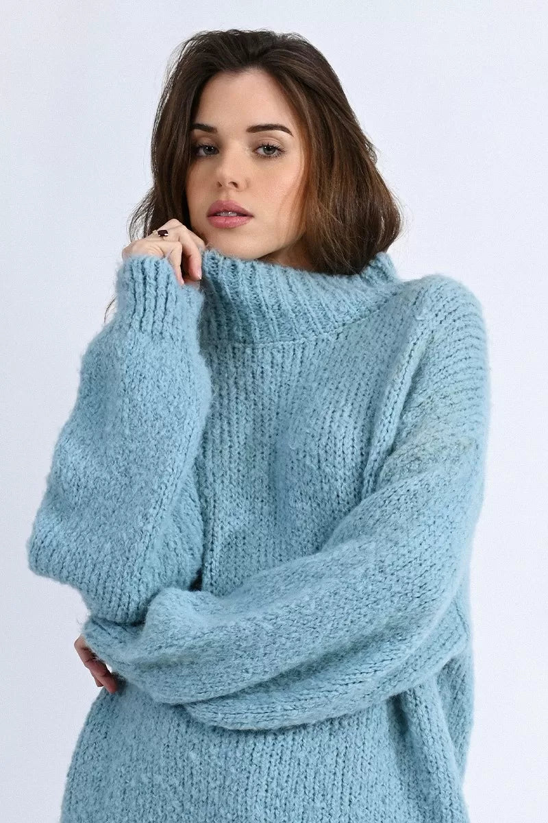 Molly Bracken High Collar Sweater In Soft Knit