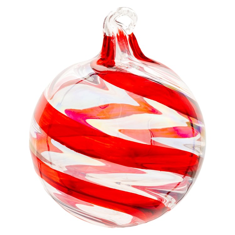 Candy Stripe Clear Ball Glass Ornament