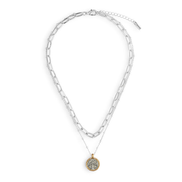 Wrapped In Prayer Layer Necklace - Silver and Gold