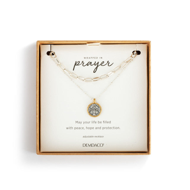 Wrapped In Prayer Layer Necklace - Silver and Gold