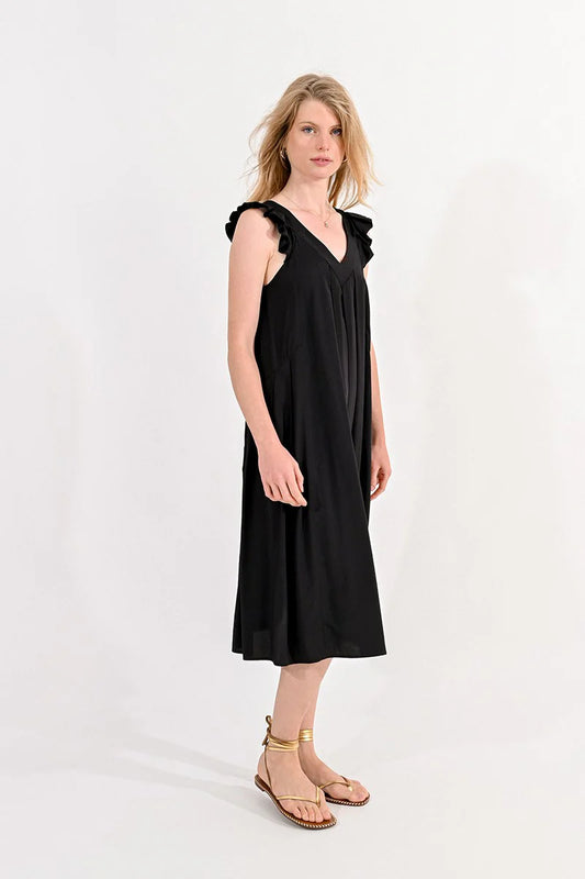 Molly Bracken Loose-Fitting Dress With Ruffle Shoulders
