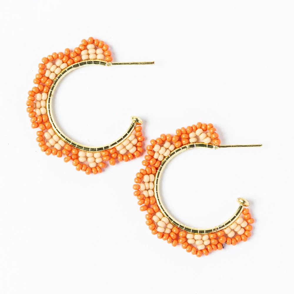 Luna Beaded Scallop Gold Hoop
