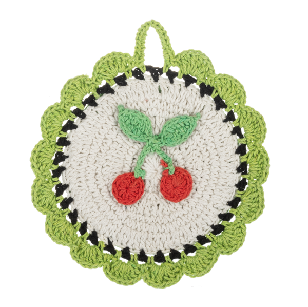 Crochet Cherry Table Trivet