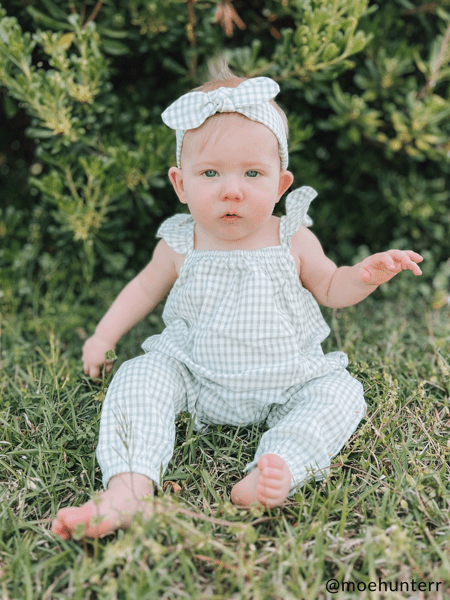 Green Gingham Baby Longall