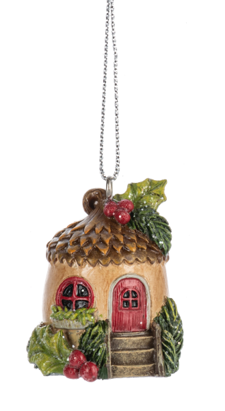 Woodland Critter Village Ornaments Acorn House