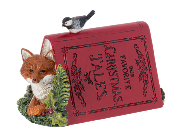 Woodland Animal Under Holiday Book Figurines