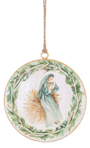 Watercolor Holy Family Disk Ornaments