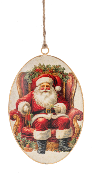 Vintage Santa/Tree Disk Ornaments