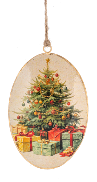 Vintage Santa/Tree Disk Ornaments