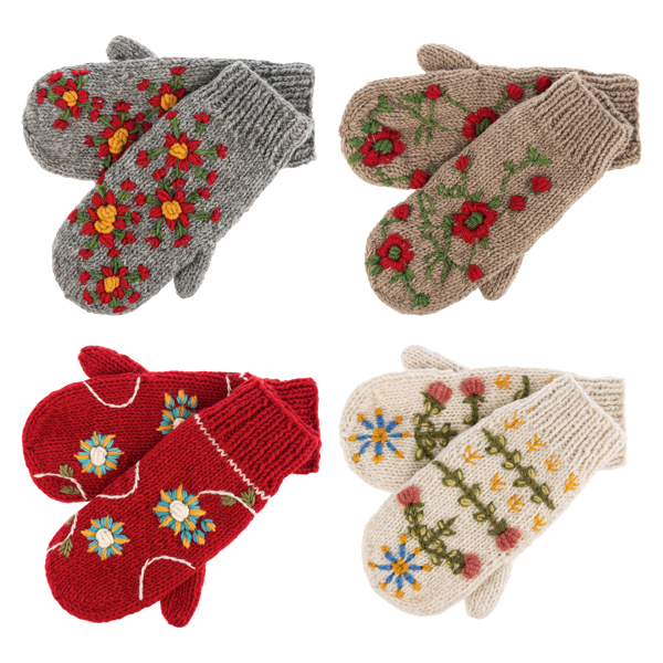Embroidered Spruce Mittens
