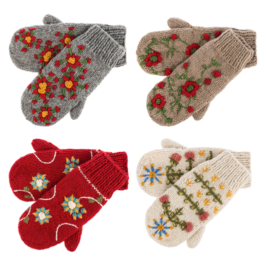 Embroidered Spruce Mittens