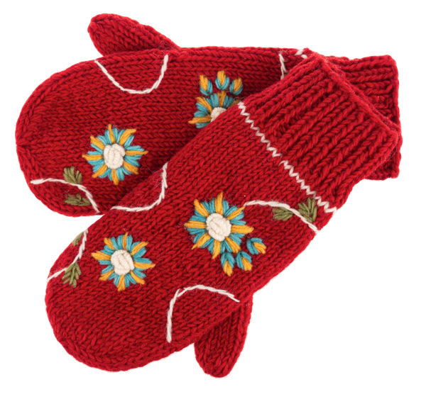 Embroidered Spruce Mittens