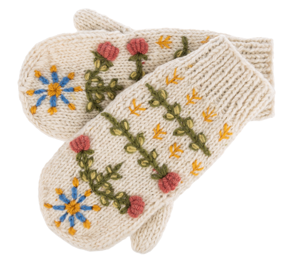 Embroidered Spruce Mittens