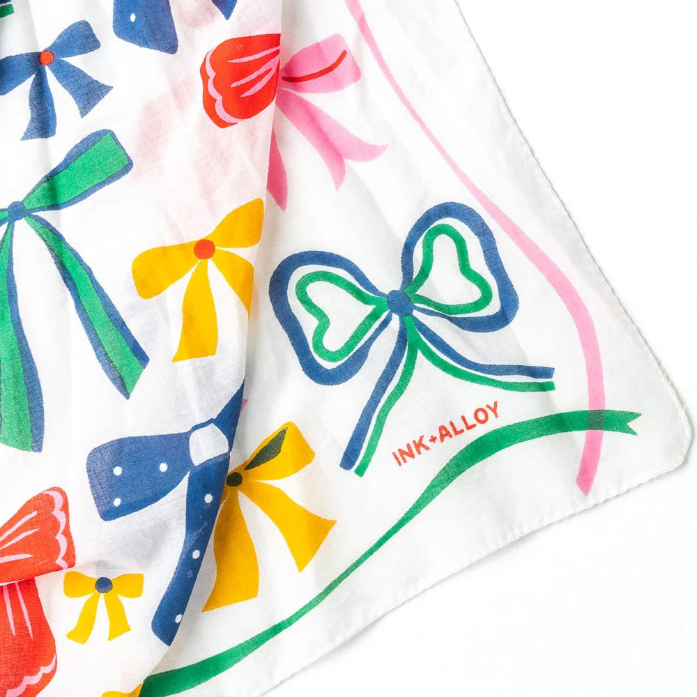 Olivia Square Scarf Bow Print