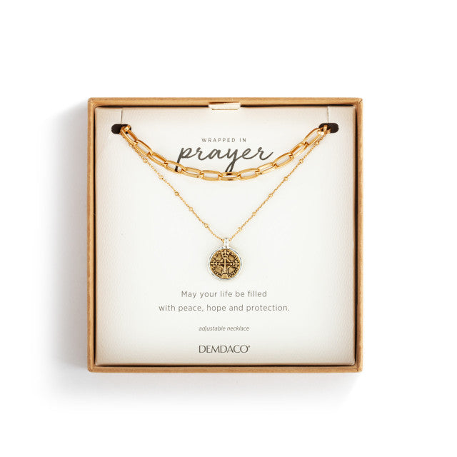 Wrapped In Prayer Layer Necklace - Silver and Gold