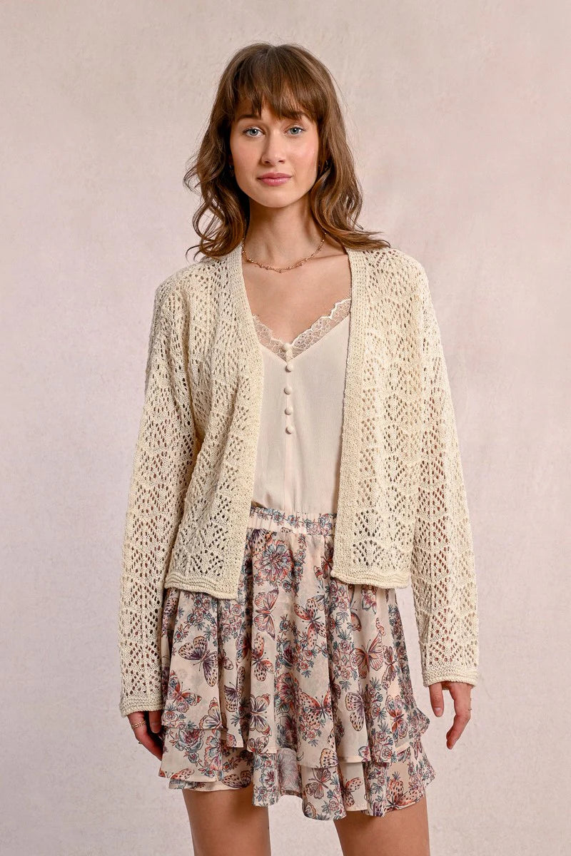 Molly Bracken Openwork Knit Cardigan