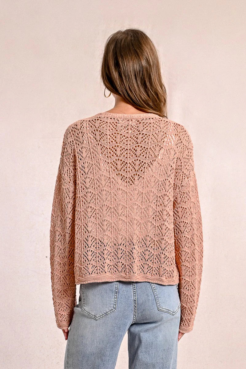 Molly Bracken Openwork Knit Cardigan