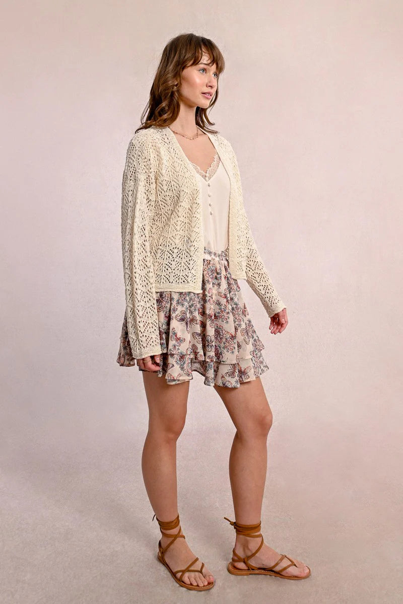 Molly Bracken Openwork Knit Cardigan