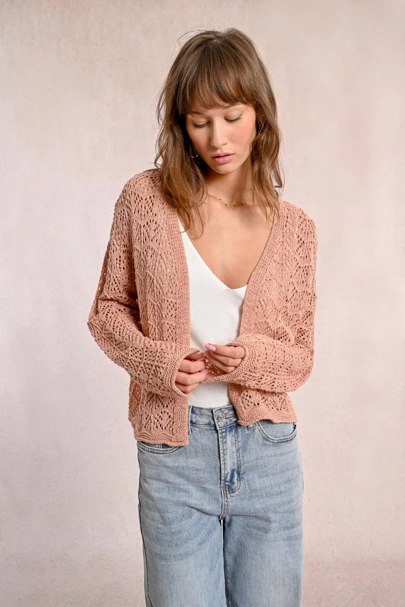 Molly Bracken Openwork Knit Cardigan