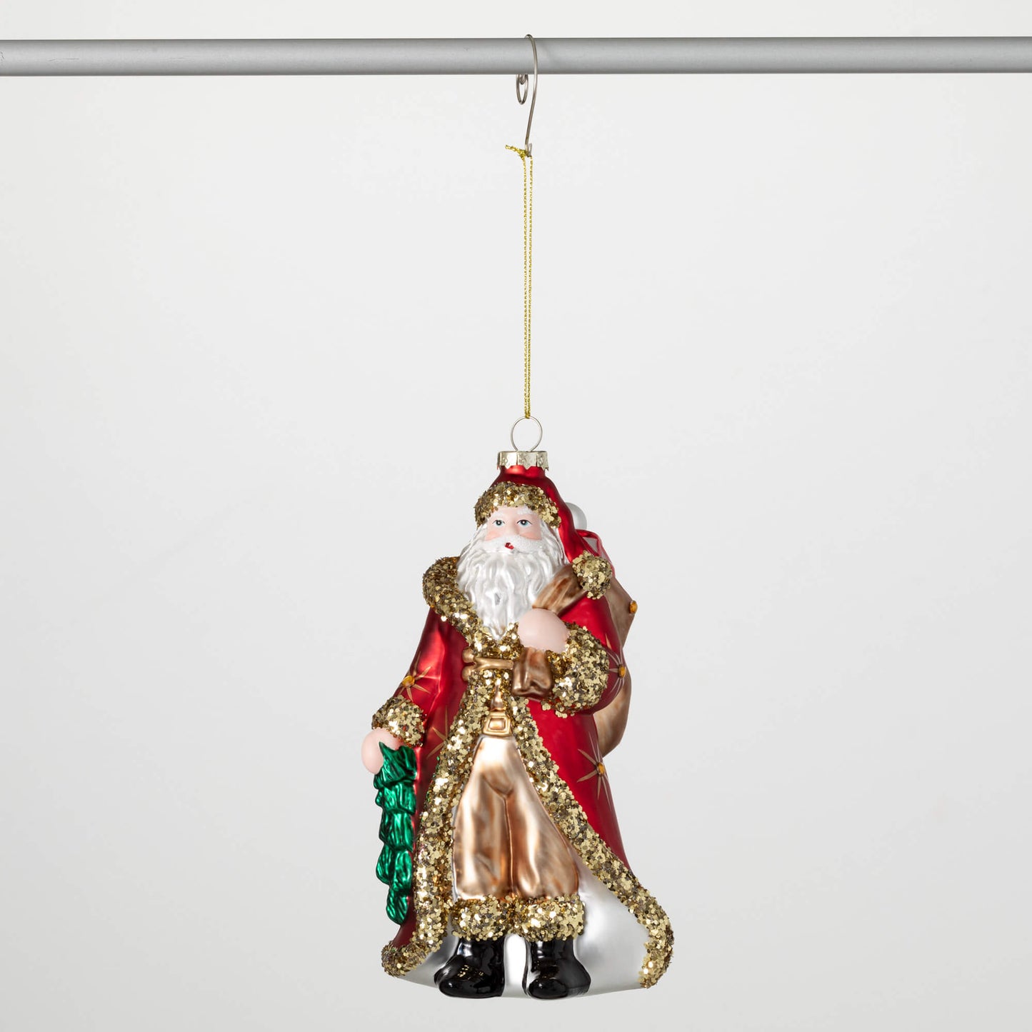 Fancy Glass Santa Ornament