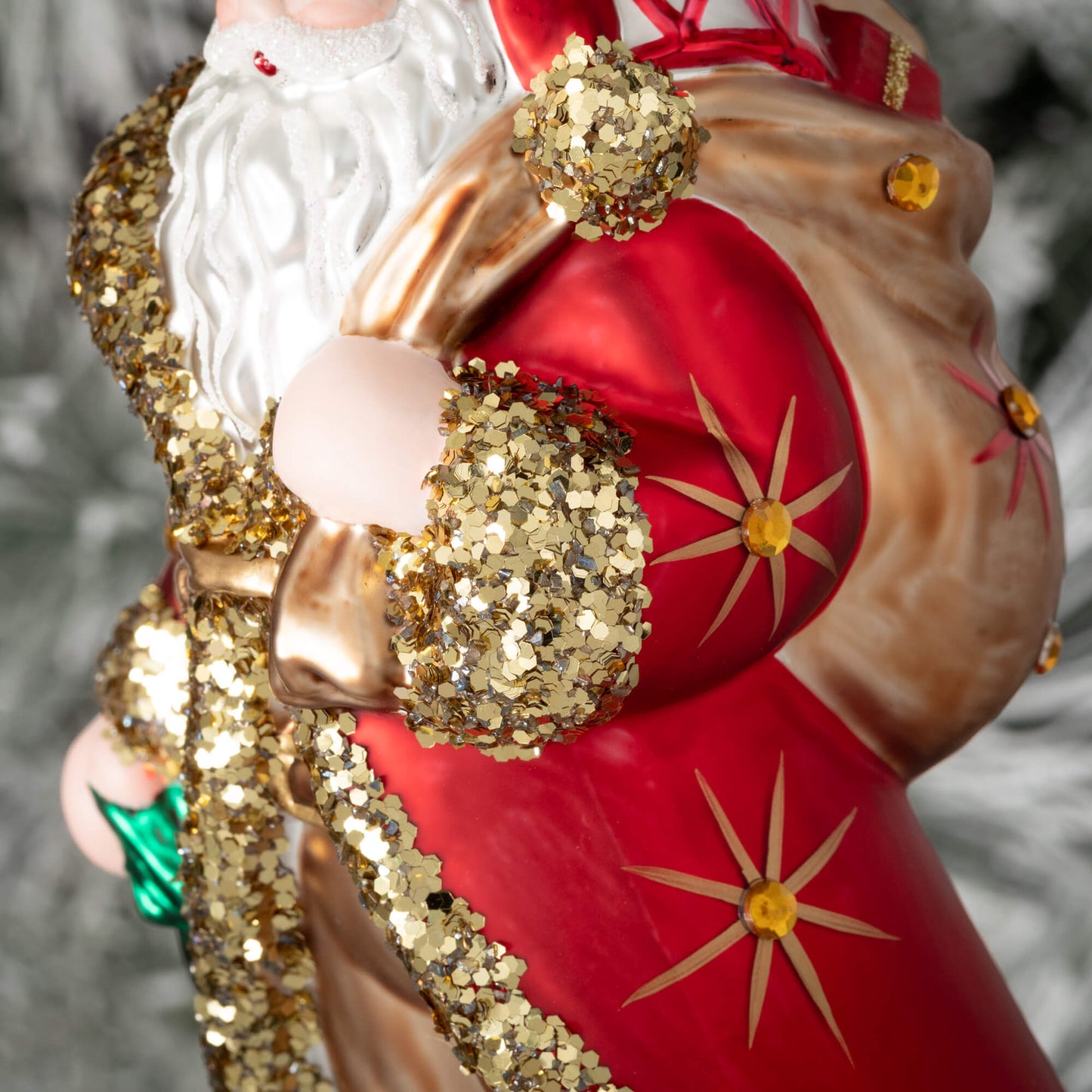 Fancy Glass Santa Ornament