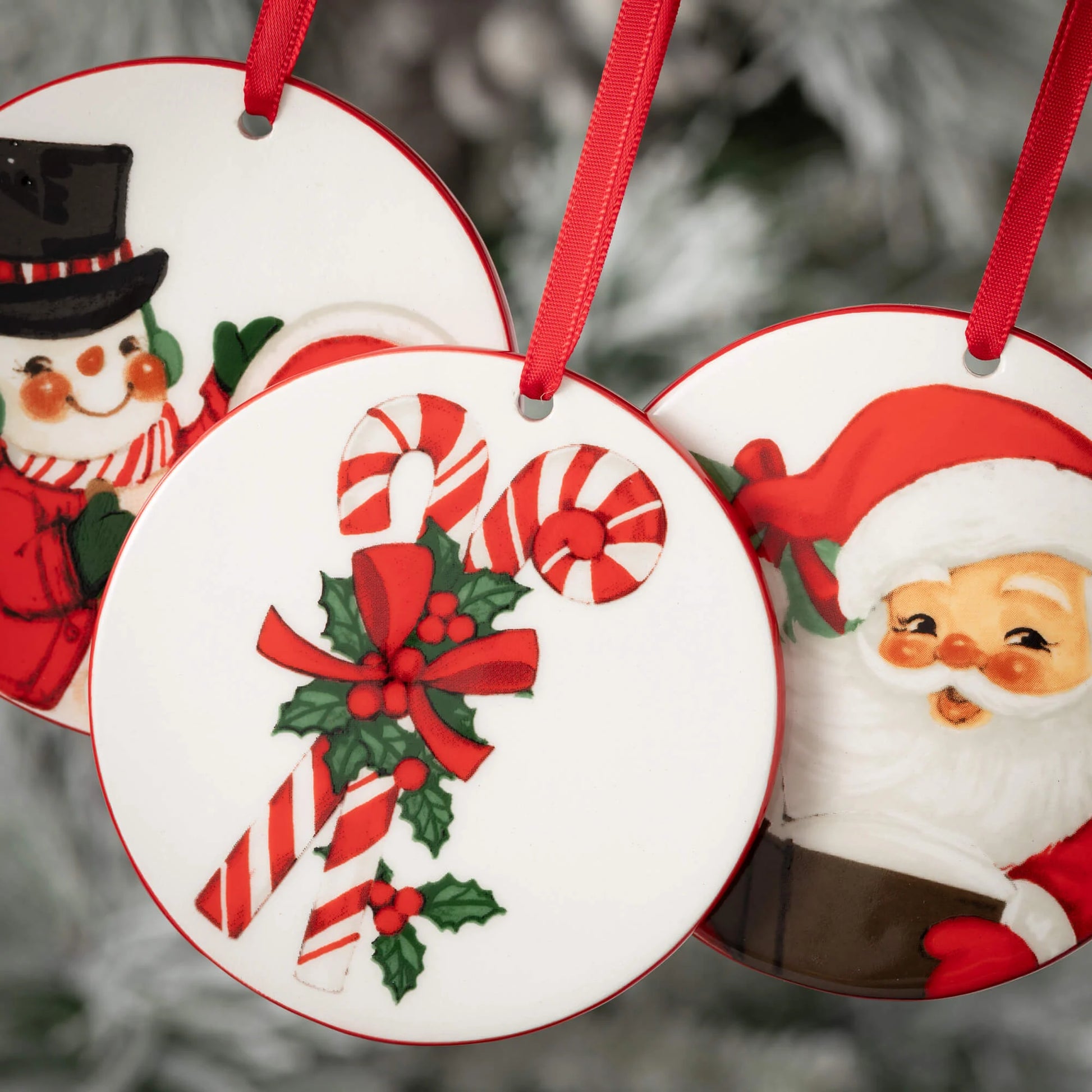 Retro Holiday Disk Ornaments