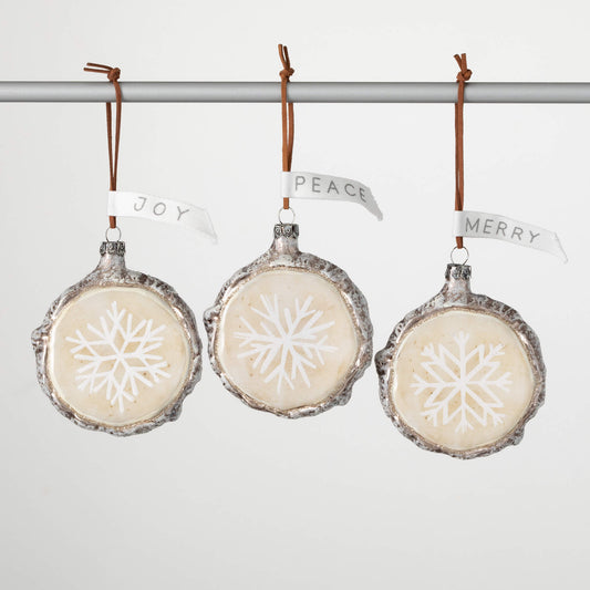 Rustic Snowflake Disk Ornament