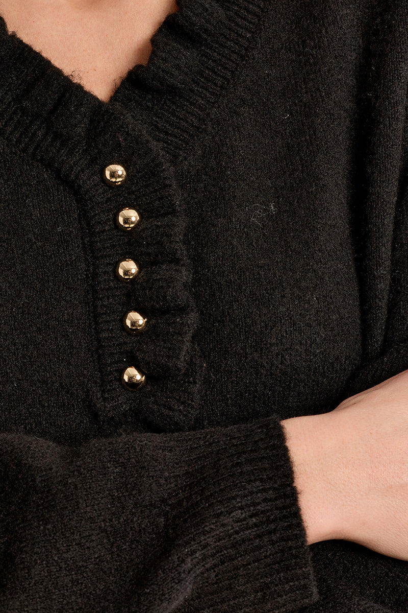 Molly Bracken Knitted Sweater With Ruffled Collar