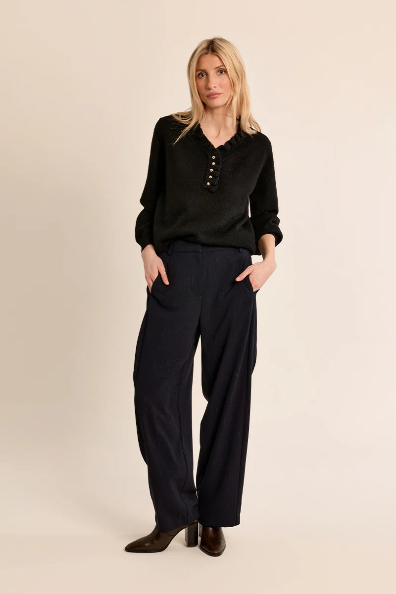 Molly Bracken Knitted Sweater With Ruffled Collar