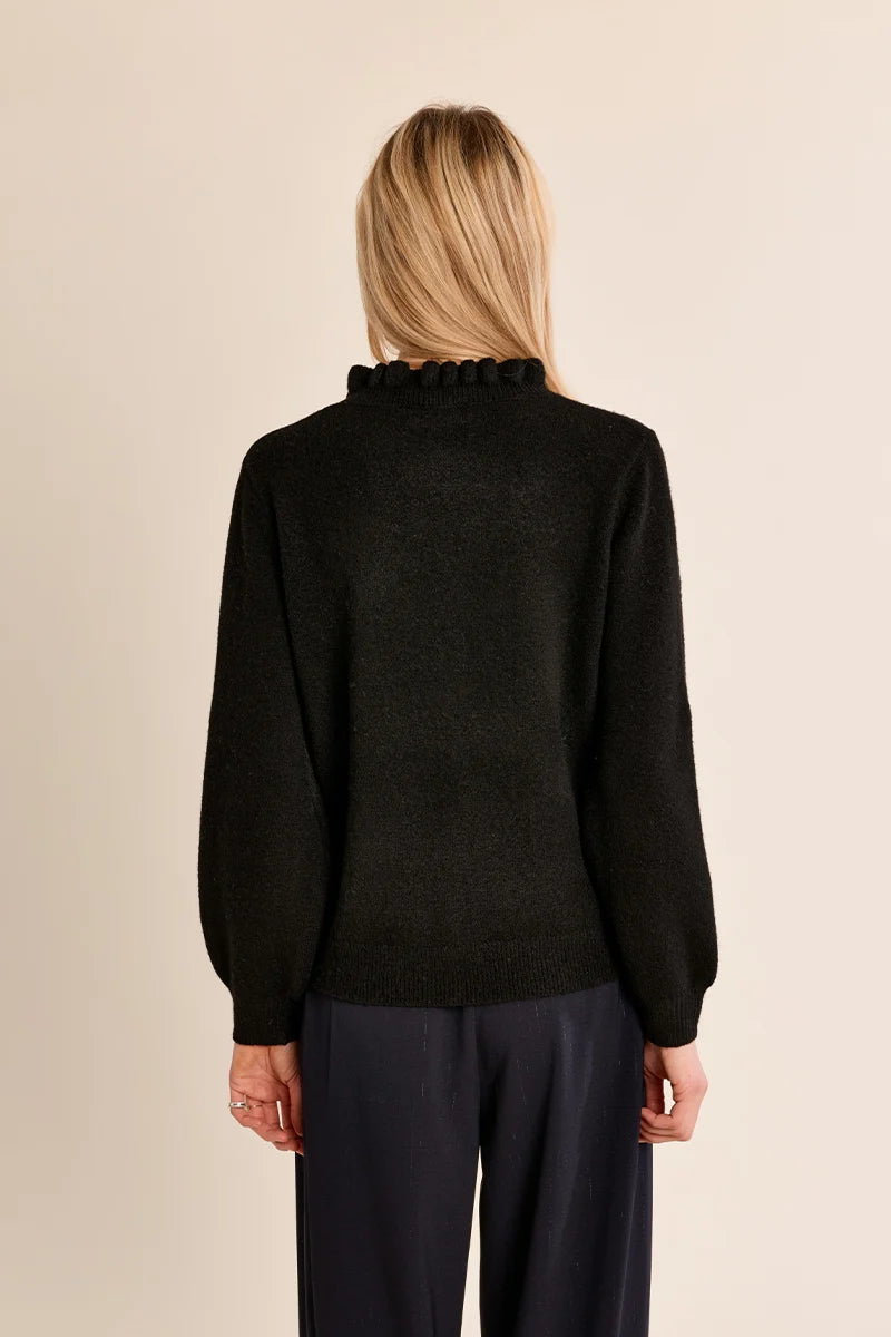 Molly Bracken Knitted Sweater With Ruffled Collar