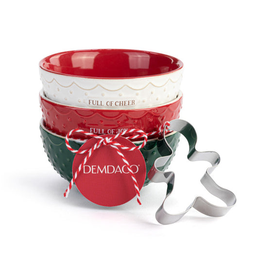 Ceramic Christmas Baking Bowls - Set Of Three