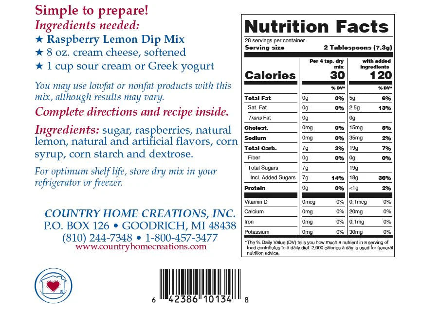 Raspberry Lemon Dip Mix