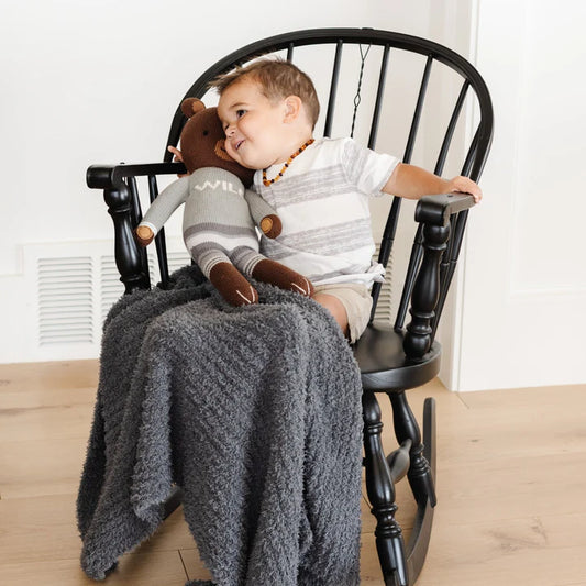 Charcoal Ribbed Bamboni Receiving Blanket