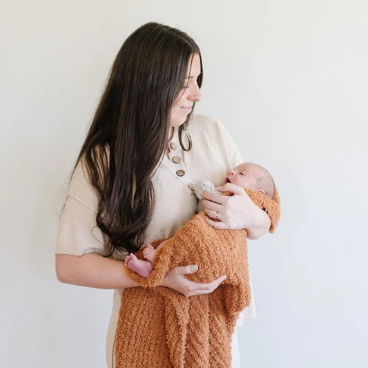 Saranoni Ginger Ribbed Bamboo Receiving Blanket