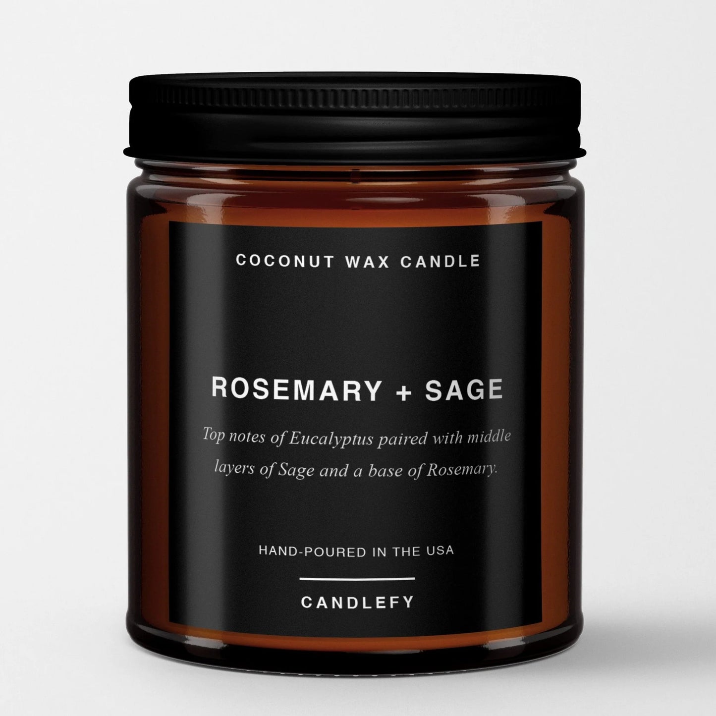 Rosemary + Sage: Scented Candle in Amber Glass