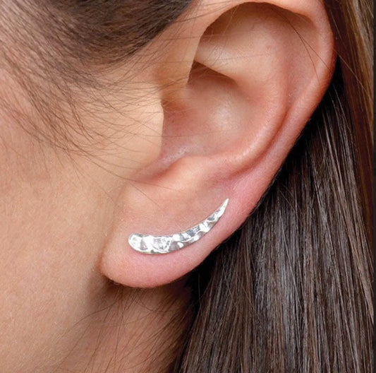 Sterling Silver Hammered Climber Earrings