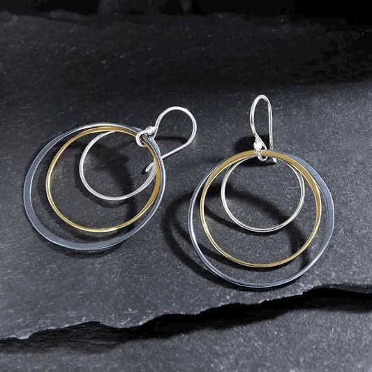 Sterling Silver Mixed Metal Dangle Earrings