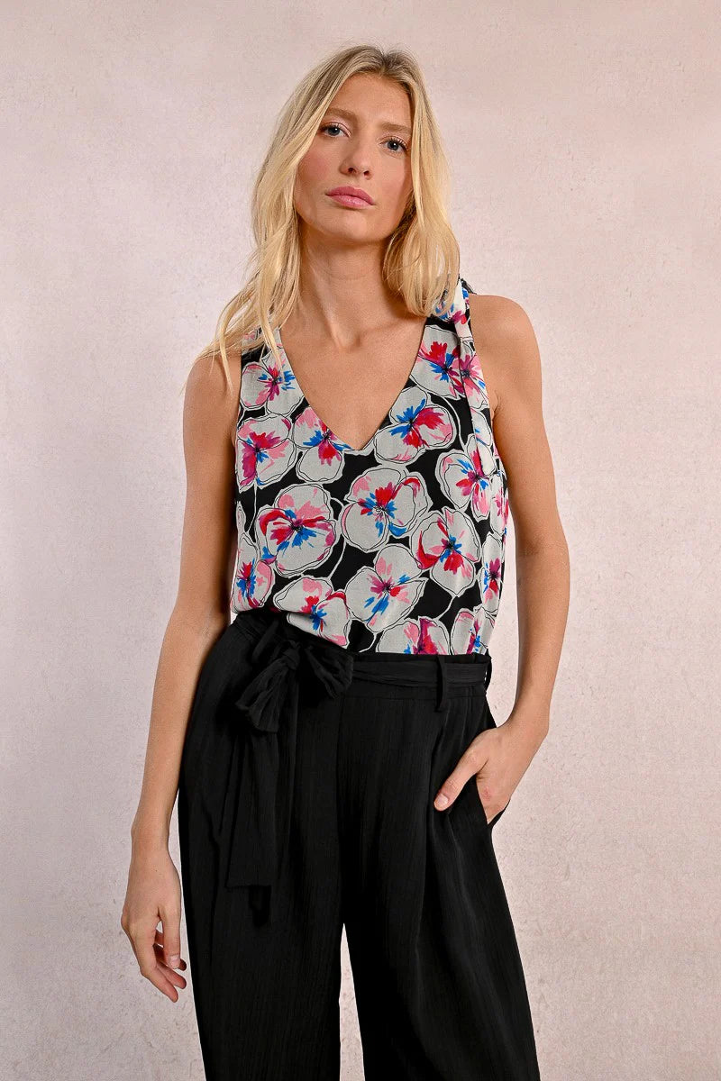 Molly Bracken Sleeveless Semi-Transparent Printed Top