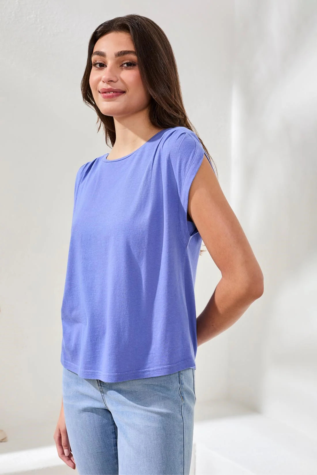 Tribal Boat Neck Cap Sleeve Top